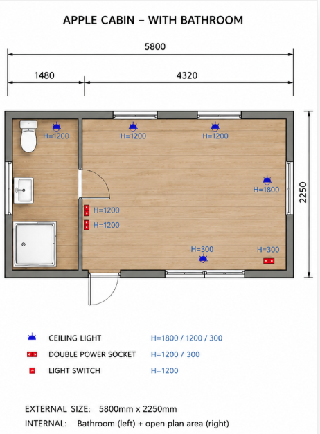 20 FT RESIDENTIAL CABIN With Bathroom